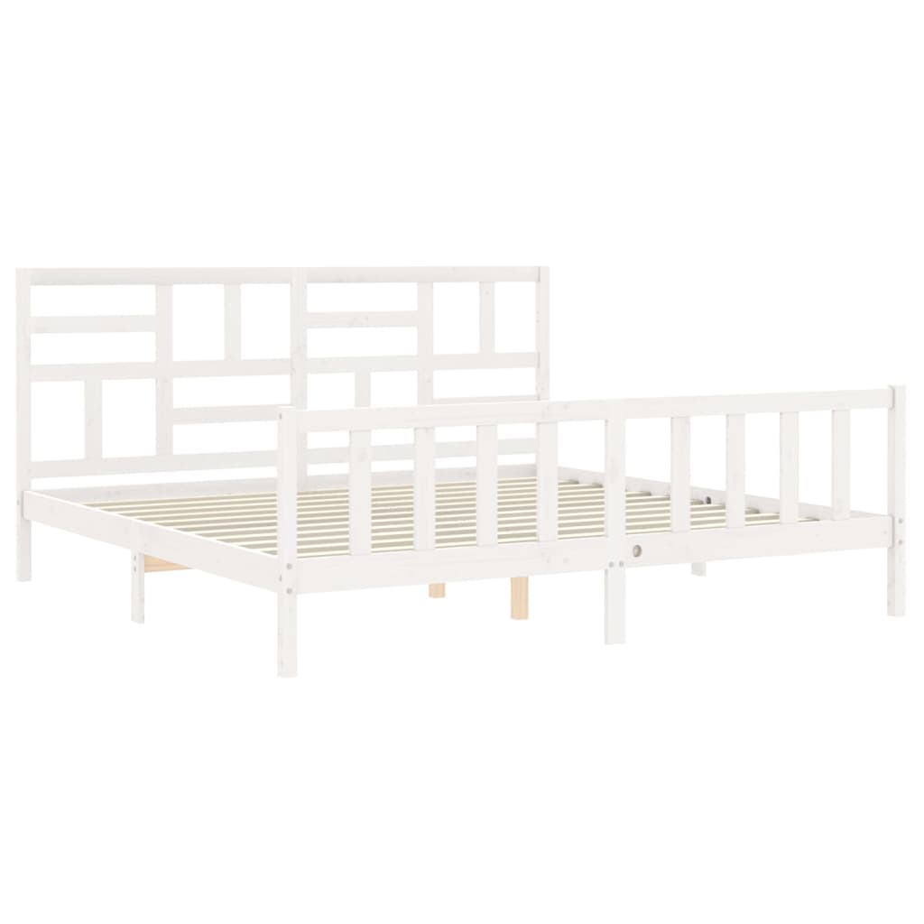 Cadre de lit sans matelas blanc 200x200 cm bois massif de pin - XIOS