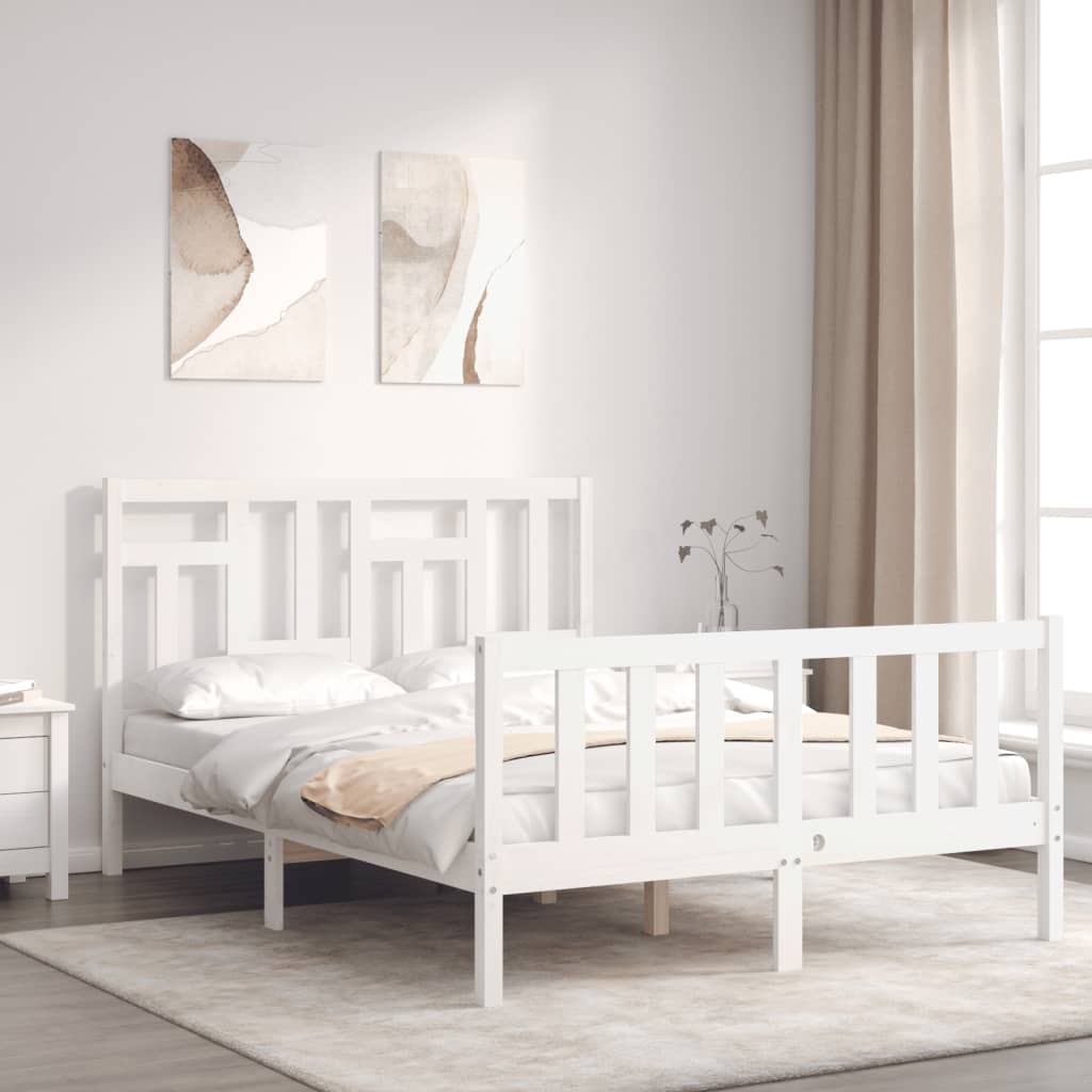 Cadre de lit sans matelas blanc bois de pin massif - XIOS