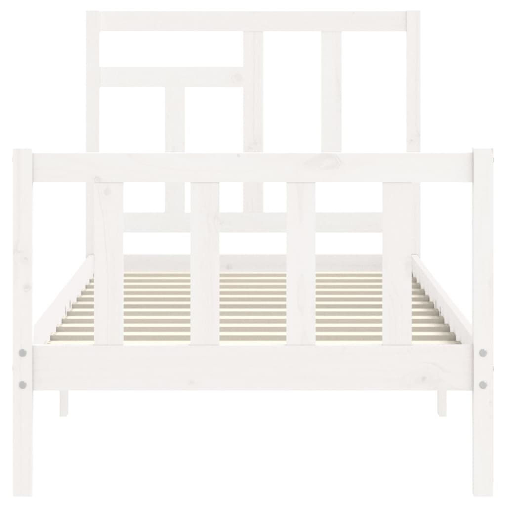 Cadre de lit sans matelas blanc 90x200 cm bois de pin massif - XIOS