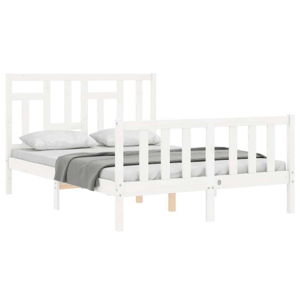 Cadre de lit sans matelas blanc 120x200 cm bois de pin massif - XIOS