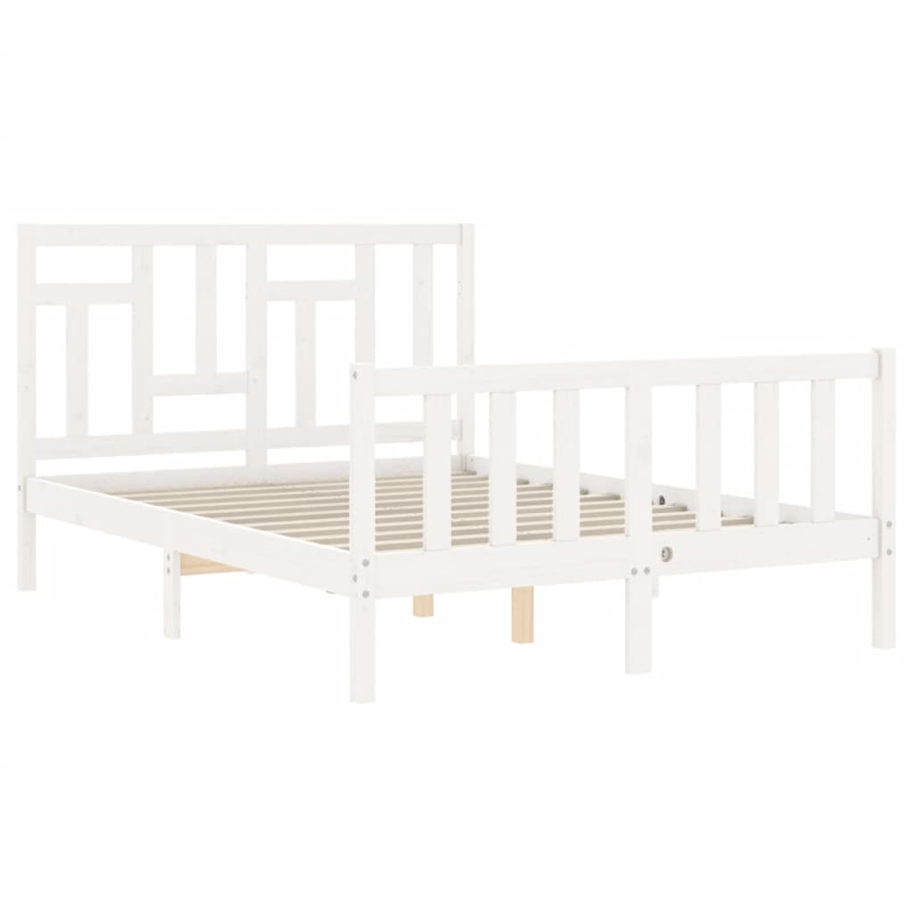Cadre de lit sans matelas blanc 120x200 cm bois de pin massif - XIOS