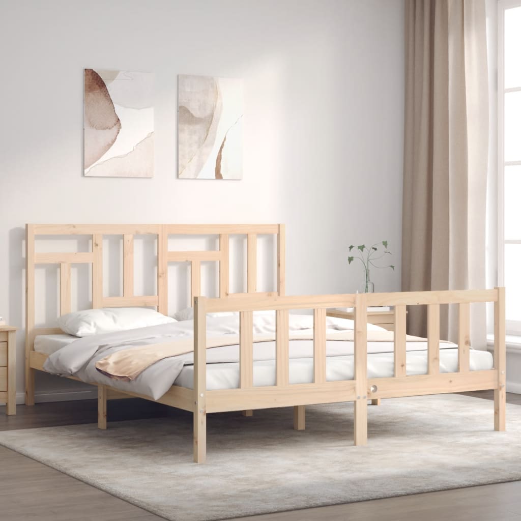 Cadre de lit sans matelas 160x200 cm bois massif de pin - XIOS