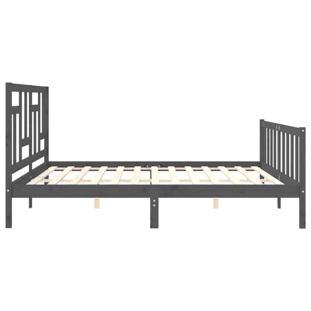 Cadre de lit sans matelas gris 200x200 cm bois massif de pin - XIOS
