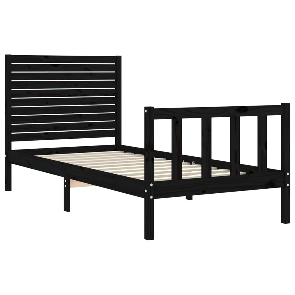 Cadre de lit sans matelas noir bois de pin massif - XIOS
