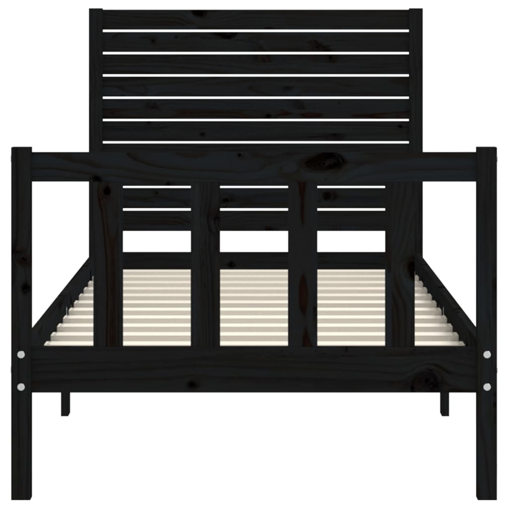 Cadre de lit sans matelas noir bois de pin massif - XIOS