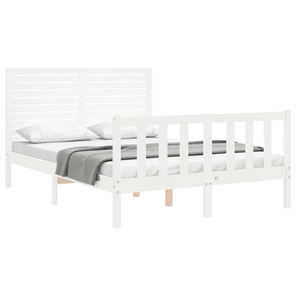 Cadre de lit sans matelas blanc bois de pin massif - XIOS