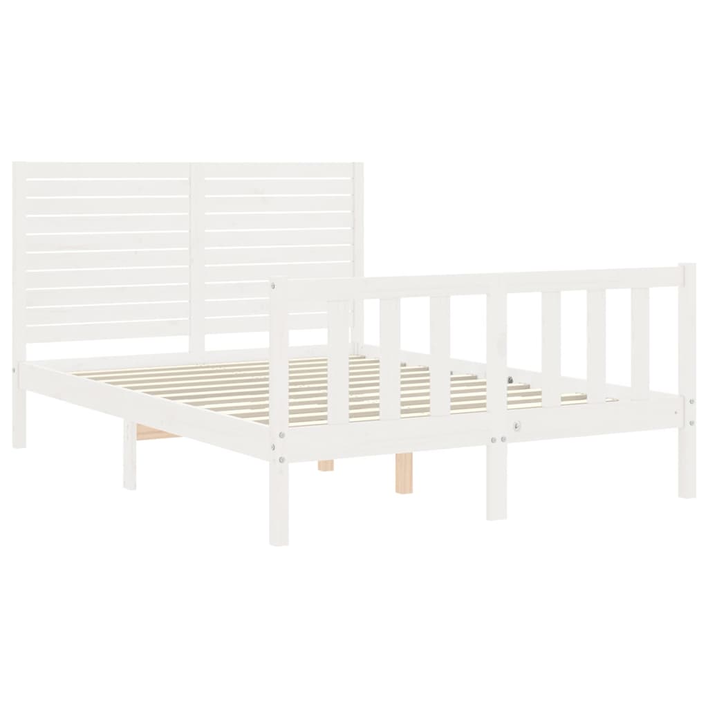Cadre de lit sans matelas blanc bois de pin massif - XIOS
