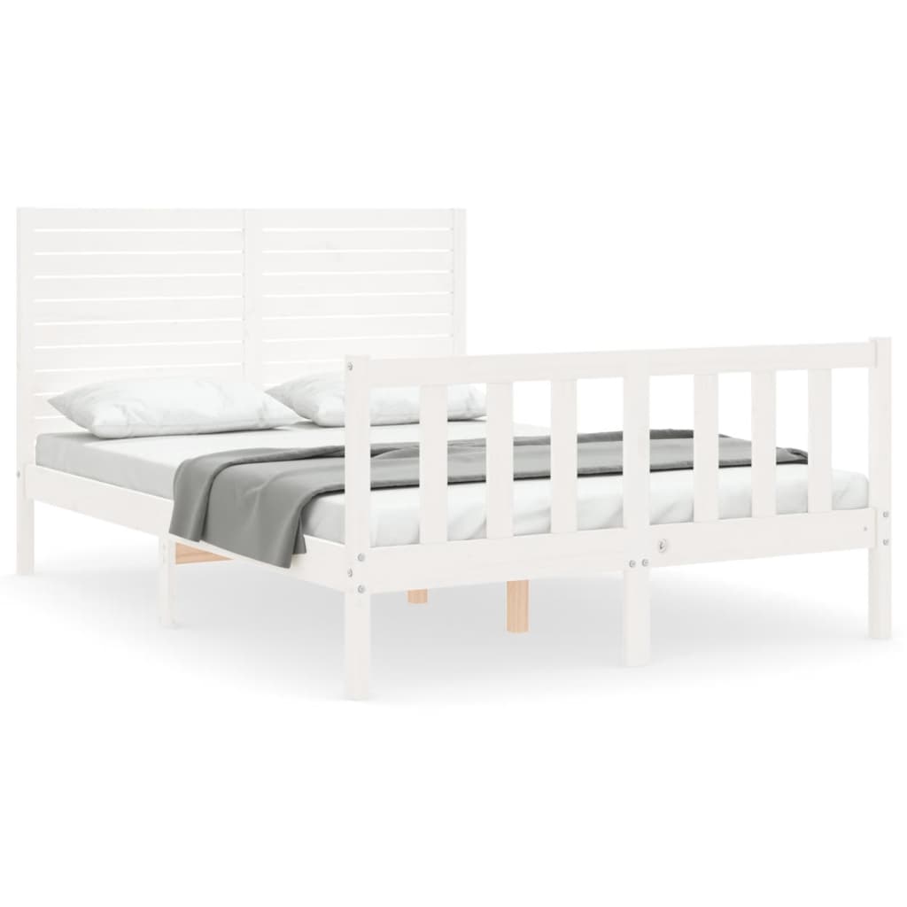 Cadre de lit sans matelas blanc 140x200 cm bois de pin massif - XIOS