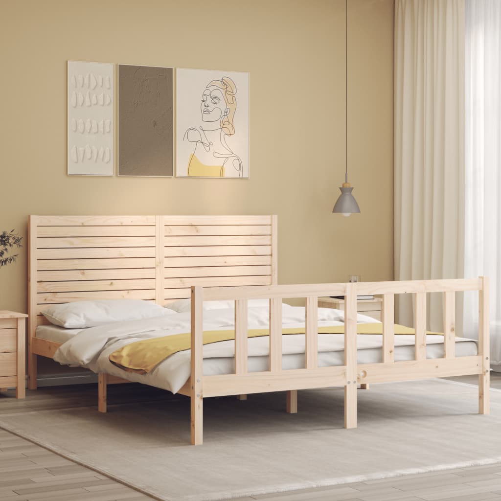 Cadre de lit sans matelas 160x200 cm bois massif de pin - XIOS