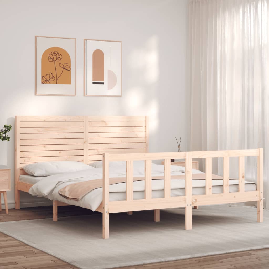 Cadre de lit sans matelas 160x200 cm bois massif de pin - XIOS