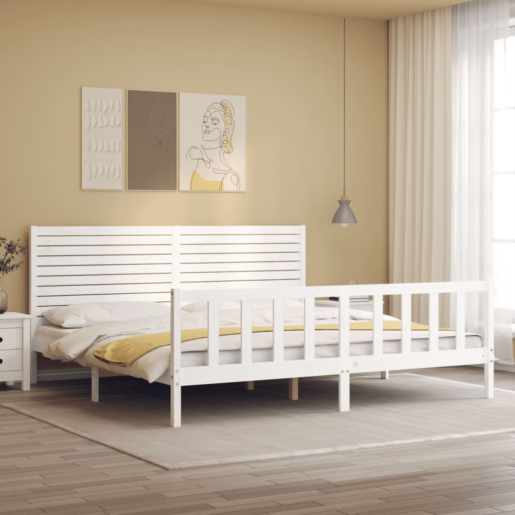 Cadre de lit sans matelas blanc bois massif de pin - XIOS