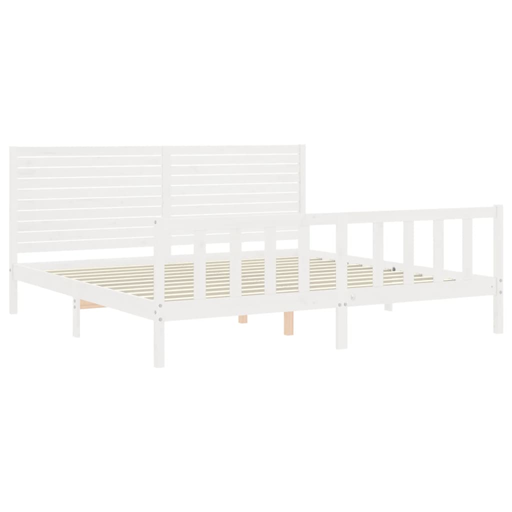 Cadre de lit sans matelas blanc bois massif de pin - XIOS