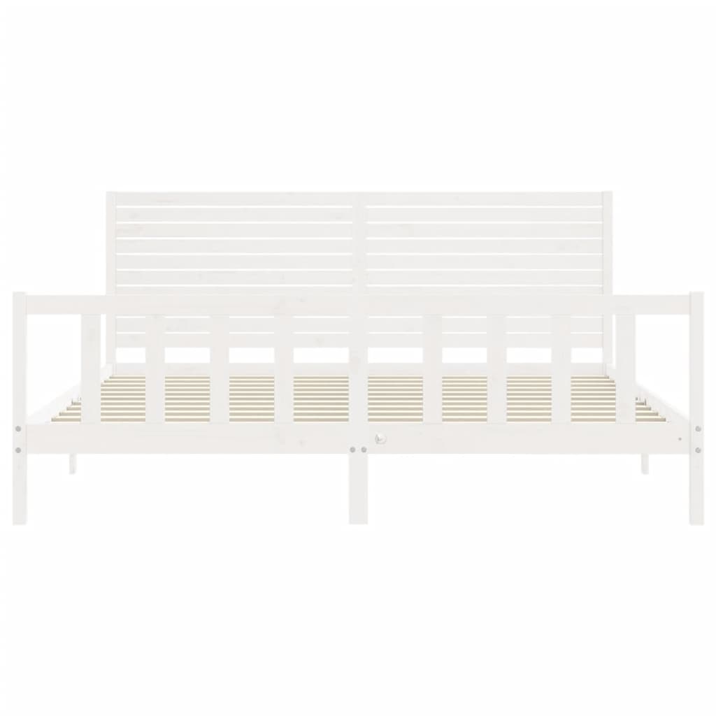 Cadre de lit sans matelas blanc 200x200 cm bois massif de pin - XIOS