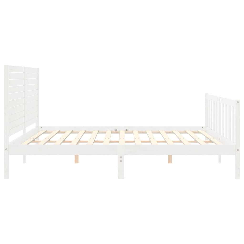 Cadre de lit sans matelas blanc 200x200 cm bois massif de pin - XIOS
