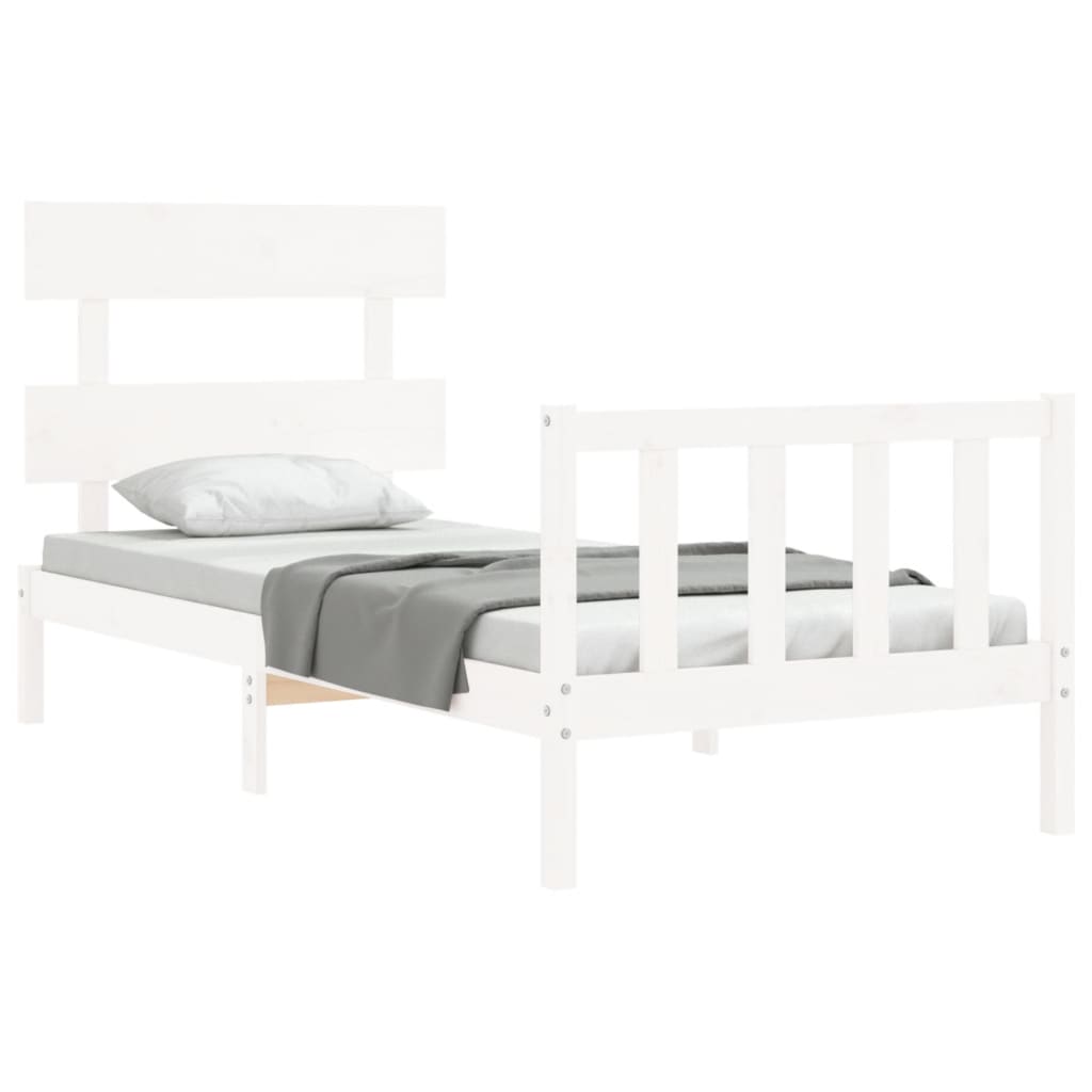 Cadre de lit sans matelas blanc bois de pin massif - XIOS