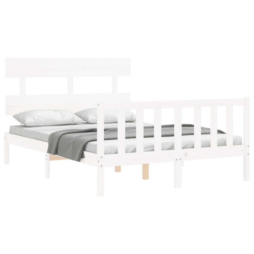 Cadre de lit sans matelas blanc bois de pin massif - XIOS