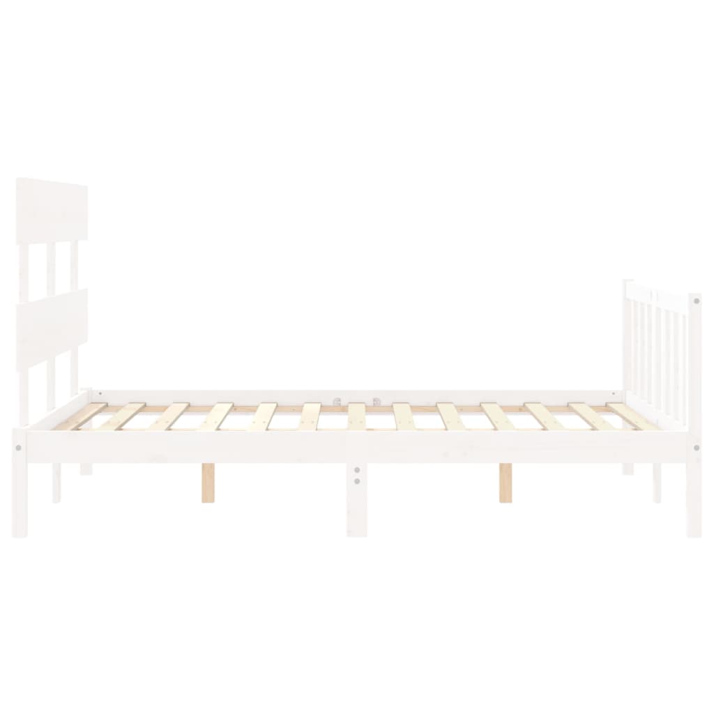 Cadre de lit sans matelas blanc bois de pin massif - XIOS