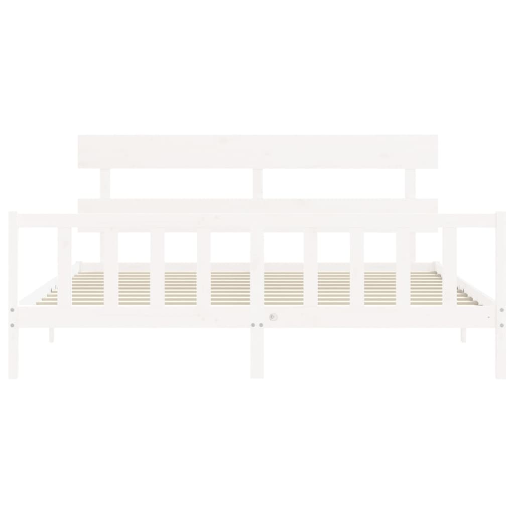 Cadre de lit sans matelas blanc 200x200 cm bois massif de pin - XIOS