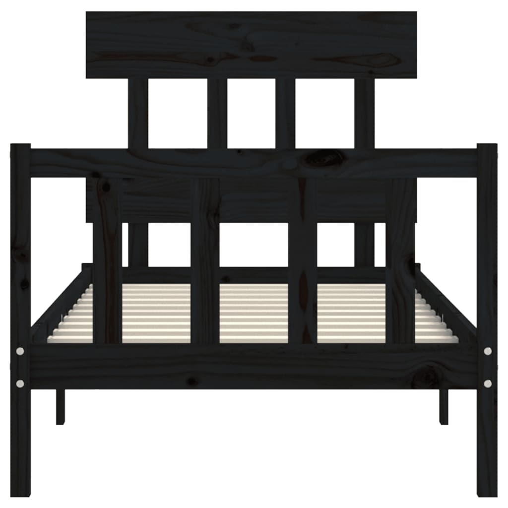 Cadre de lit sans matelas noir bois de pin massif - XIOS