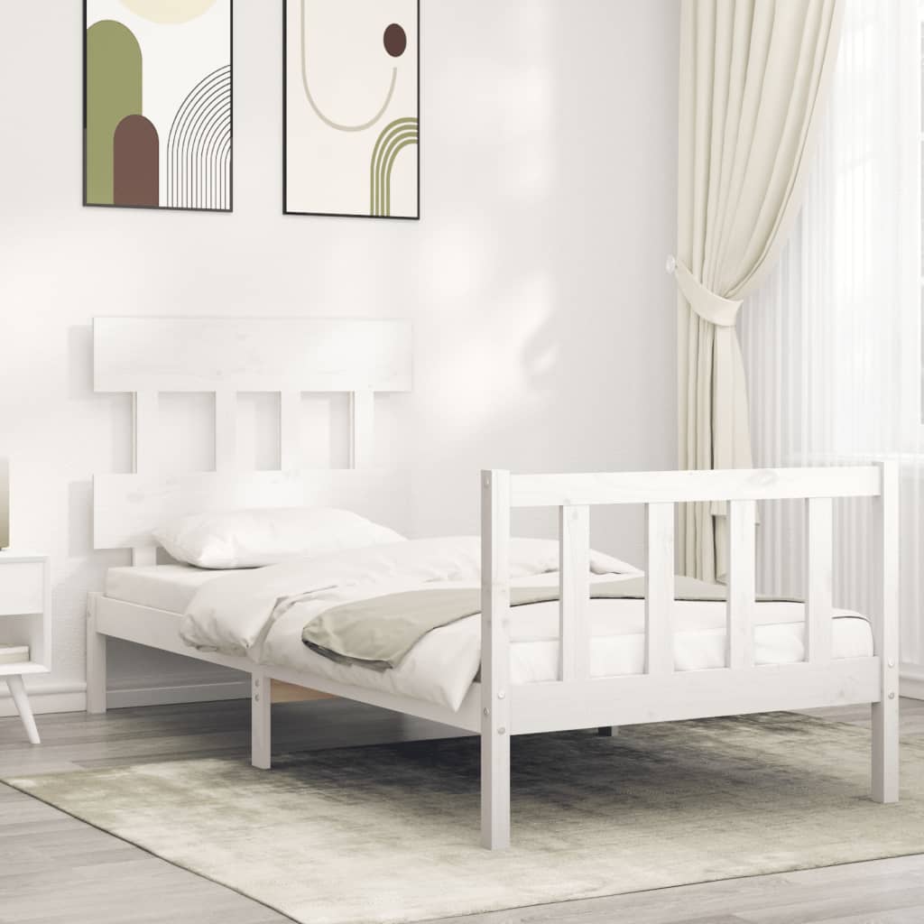 Cadre de lit sans matelas blanc 100x200 cm bois de pin massif - XIOS