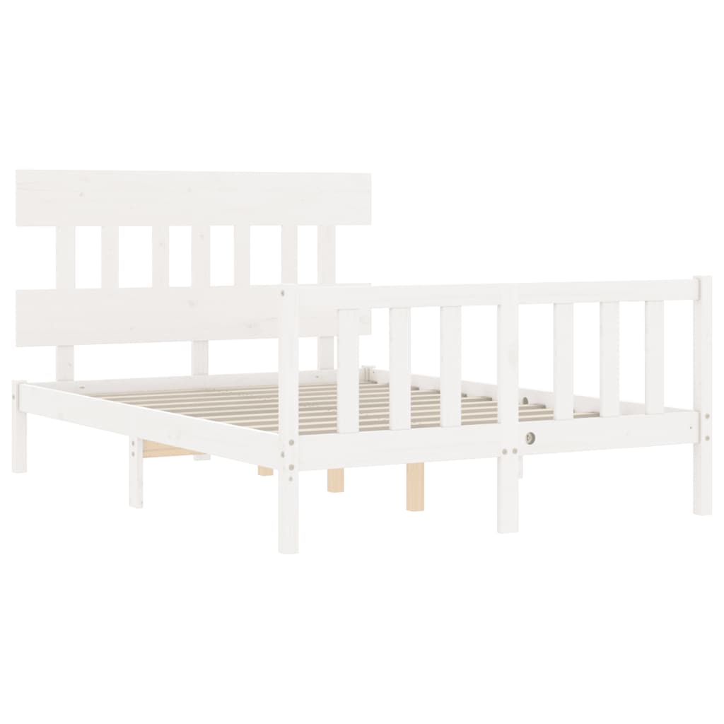 Cadre de lit sans matelas blanc 120x200 cm bois de pin massif - XIOS