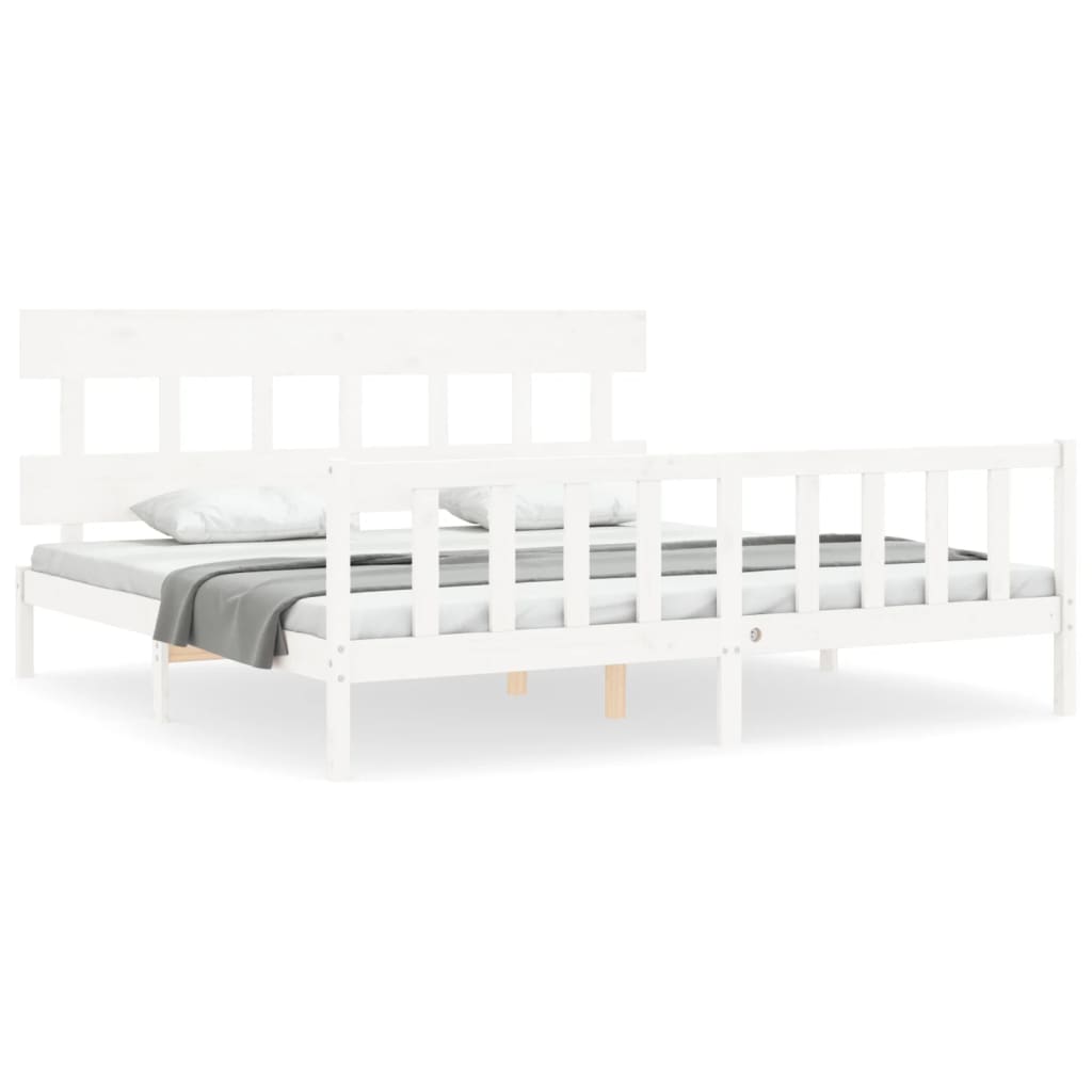 Cadre de lit sans matelas blanc 200x200 cm bois massif de pin - XIOS