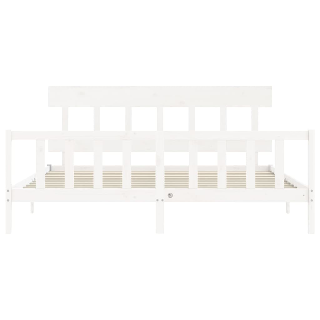 Cadre de lit sans matelas blanc 200x200 cm bois massif de pin - XIOS