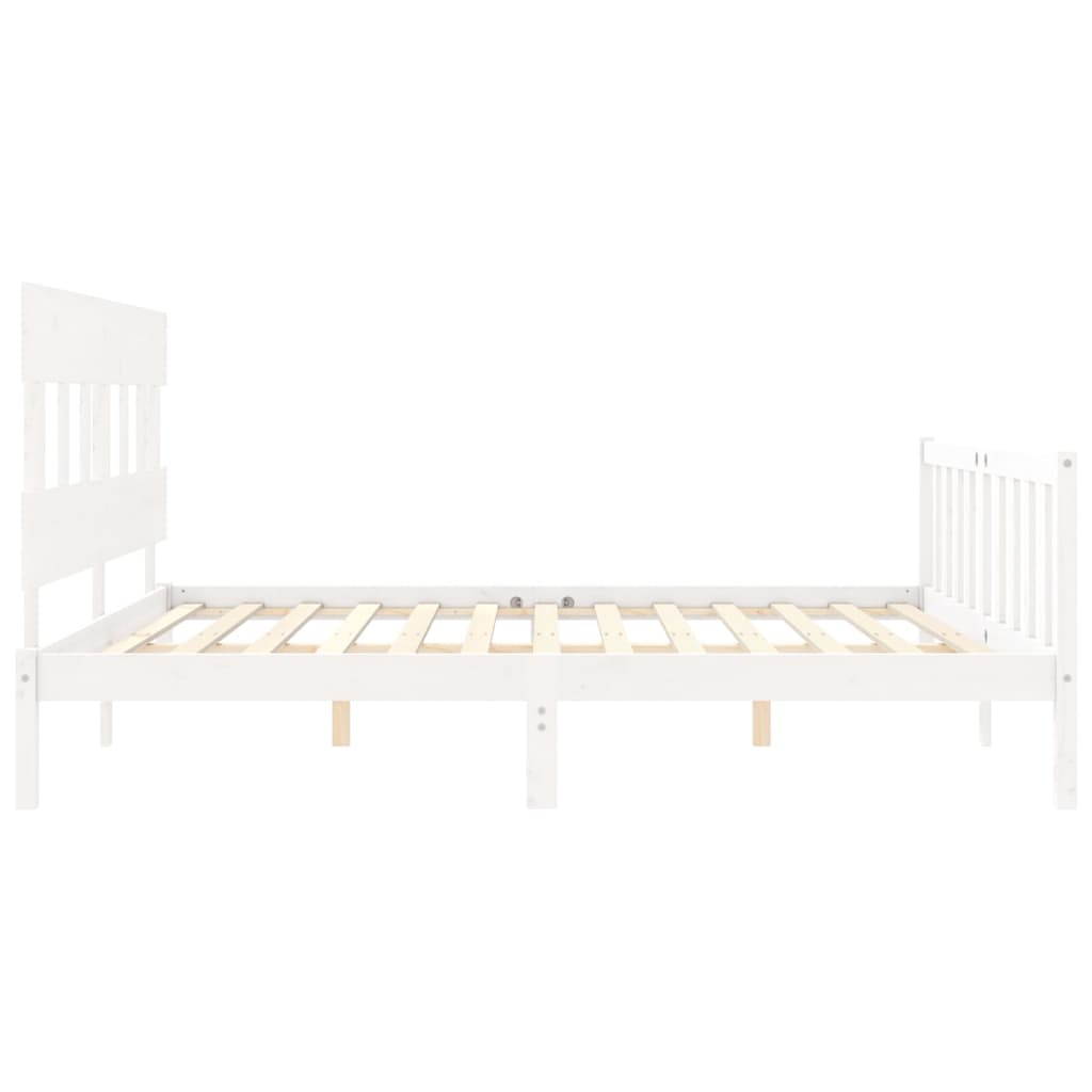 Cadre de lit sans matelas blanc 200x200 cm bois massif de pin - XIOS
