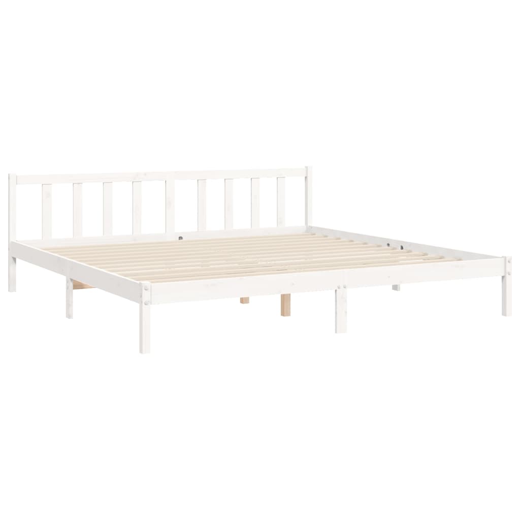 Cadre de lit sans matelas blanc 200x200 cm bois massif de pin - XIOS