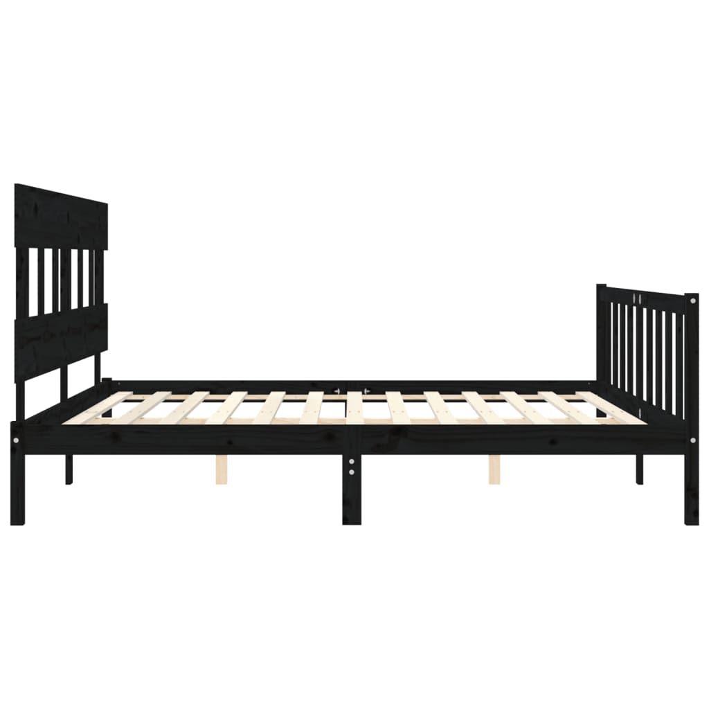 Cadre de lit sans matelas noir 200x200 cm bois massif de pin - XIOS