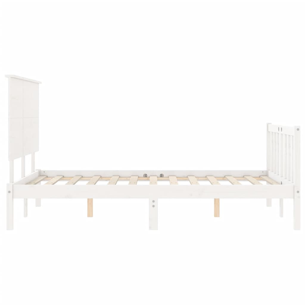 Cadre de lit sans matelas blanc bois de pin massif - XIOS