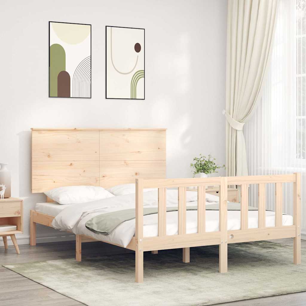 Cadre de lit sans matelas 140x190 cm bois de pin massif - XIOS