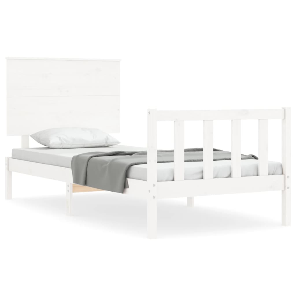 Cadre de lit sans matelas blanc 90x200 cm bois de pin massif - XIOS