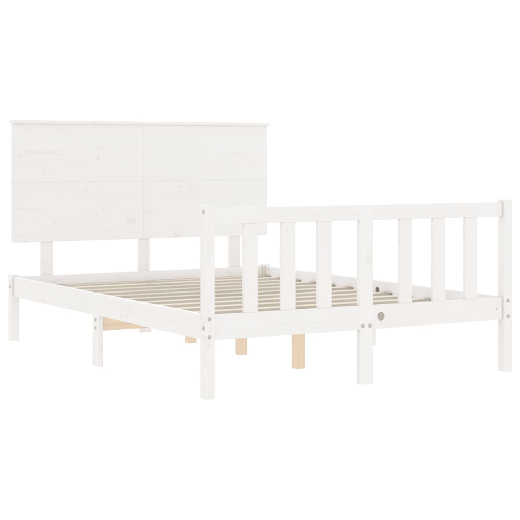 Cadre de lit sans matelas blanc 120x200 cm bois de pin massif - XIOS