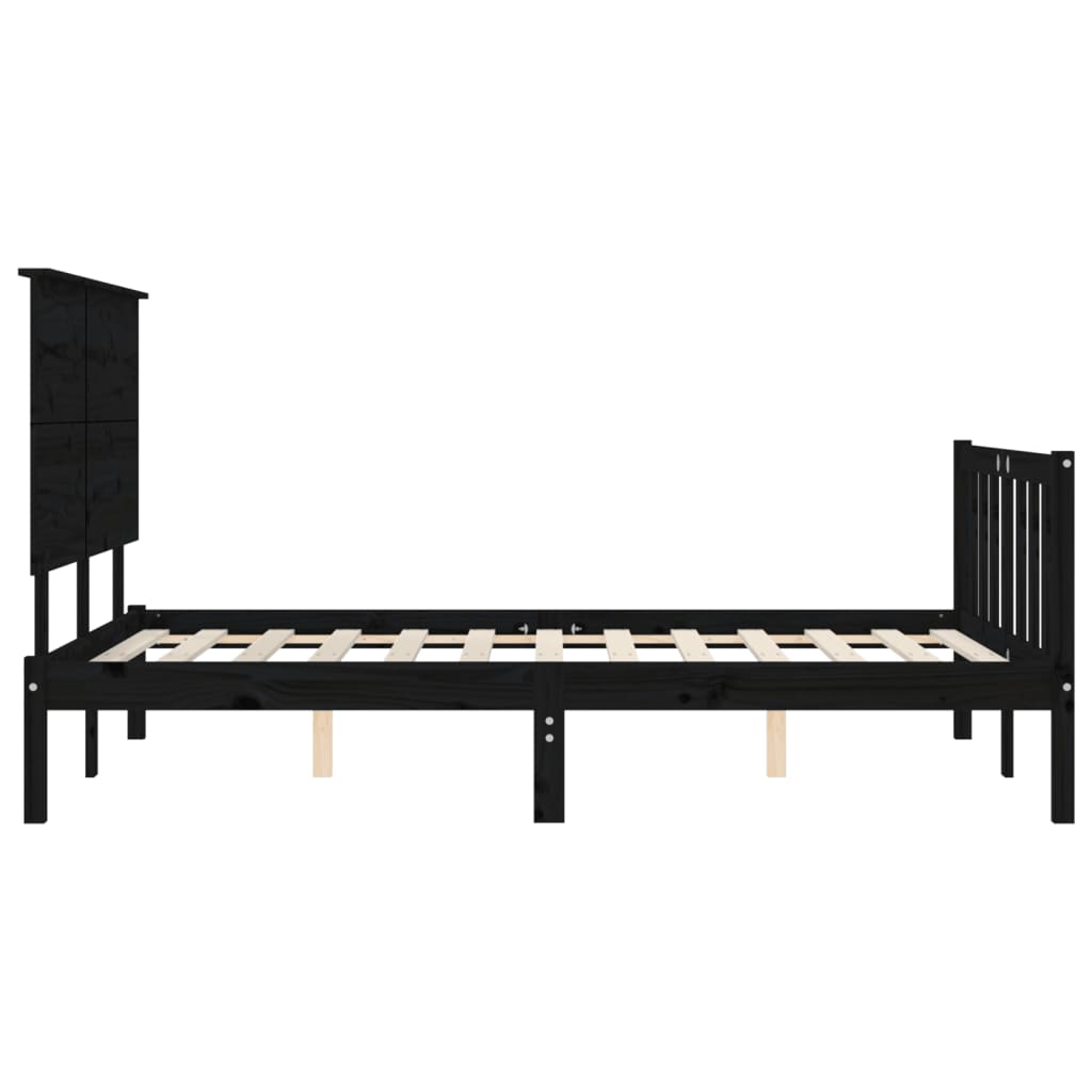Cadre de lit sans matelas noir 200x200 cm bois massif de pin - XIOS