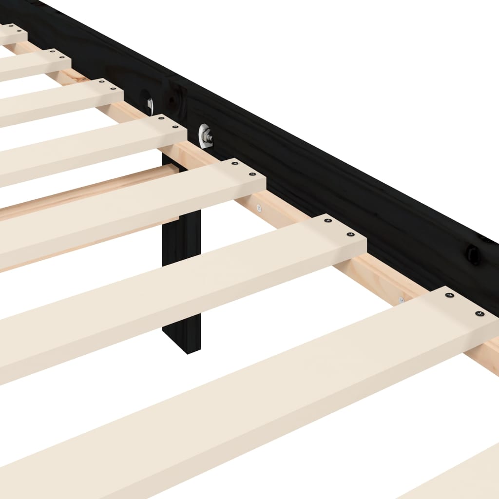 Cadre de lit sans matelas noir 200x200 cm bois massif de pin - XIOS