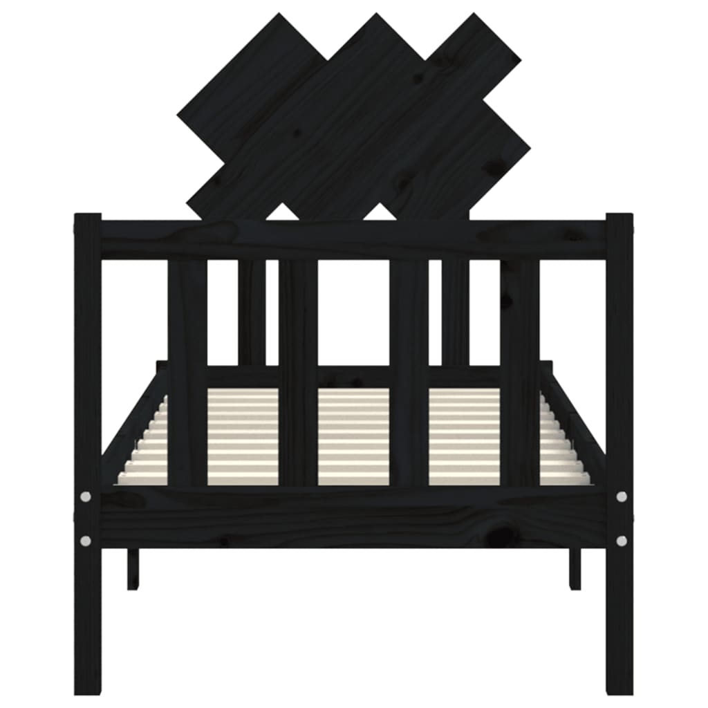 Cadre de lit sans matelas noir bois de pin massif - XIOS