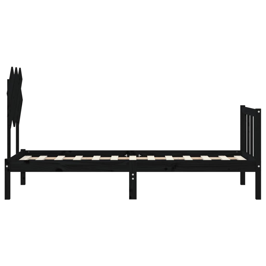 Cadre de lit sans matelas noir bois de pin massif - XIOS