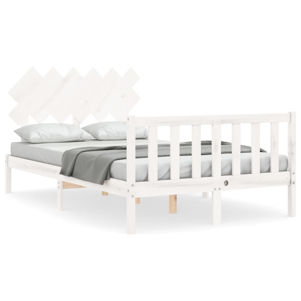 Cadre de lit sans matelas blanc bois de pin massif - XIOS