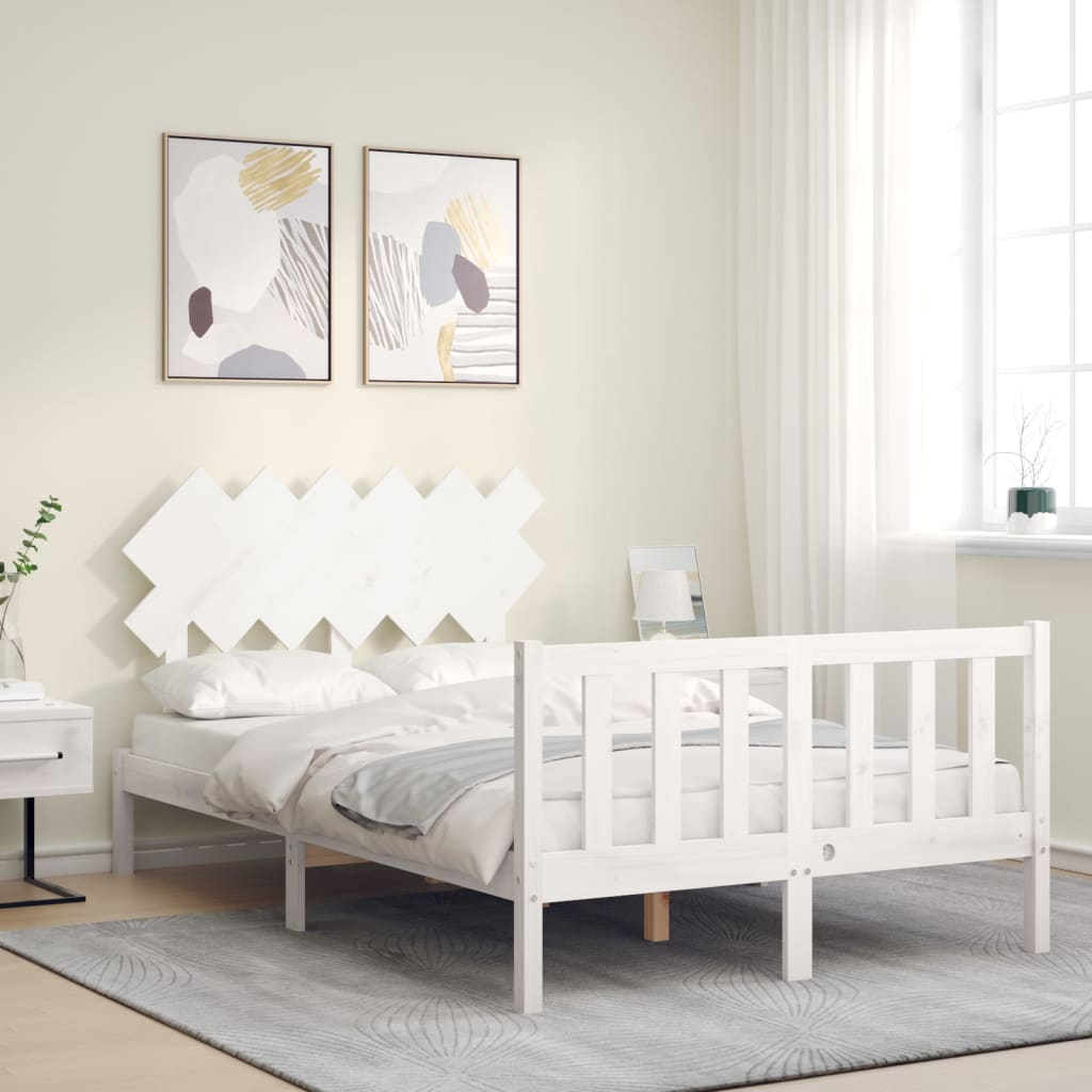 Cadre de lit sans matelas blanc bois de pin massif - XIOS