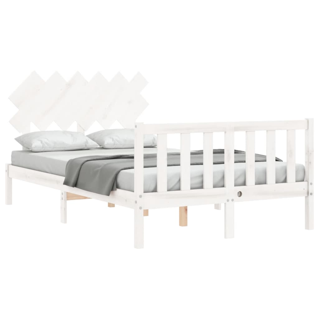 Cadre de lit sans matelas blanc bois de pin massif - XIOS
