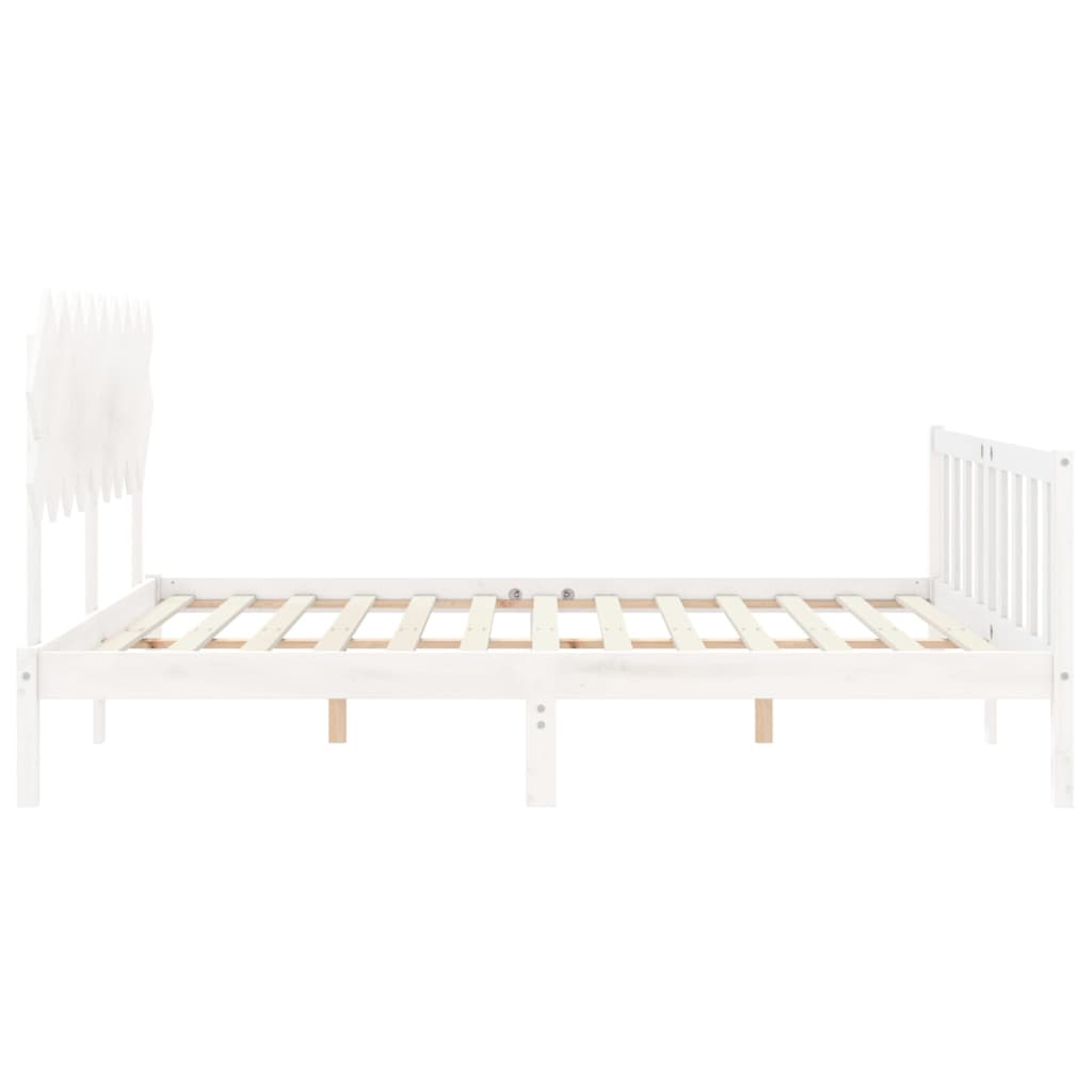 Cadre de lit sans matelas blanc bois massif de pin - XIOS