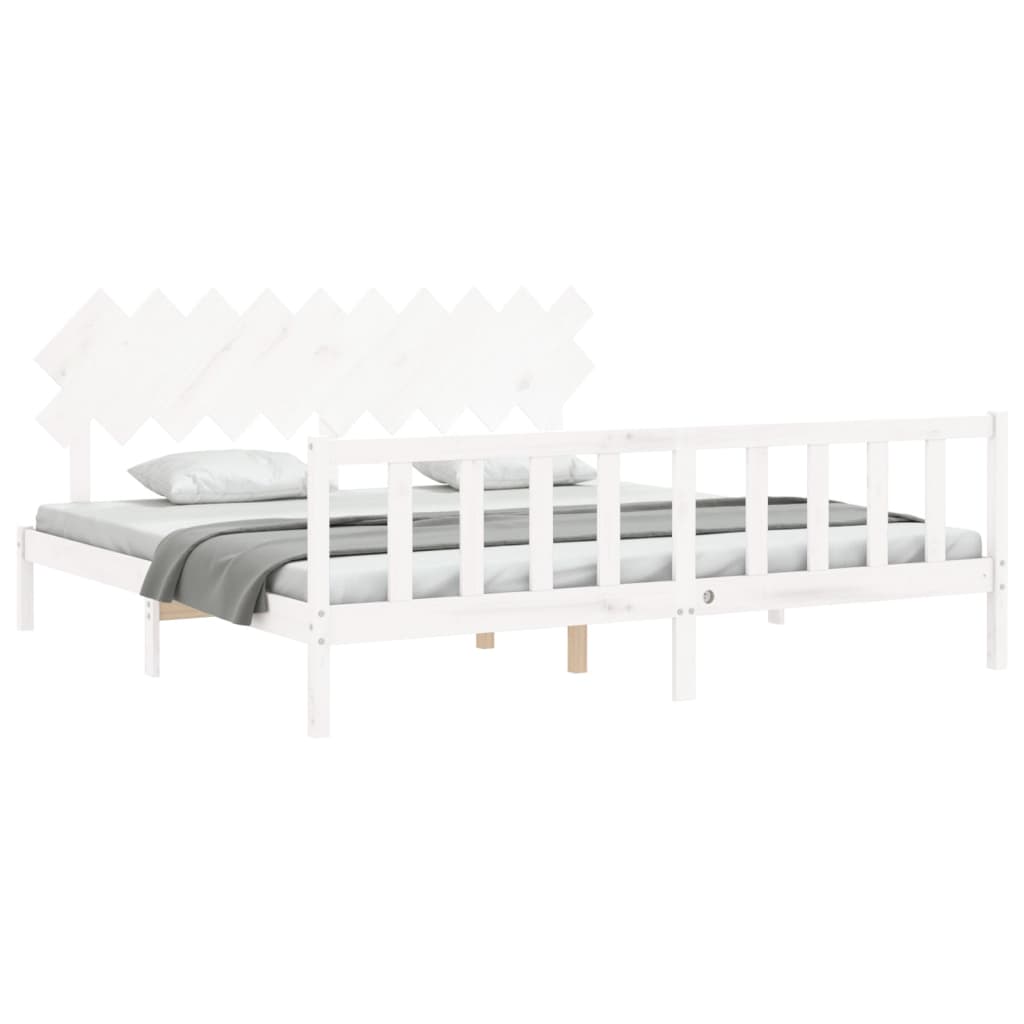 Cadre de lit sans matelas blanc 200x200 cm bois massif de pin - XIOS