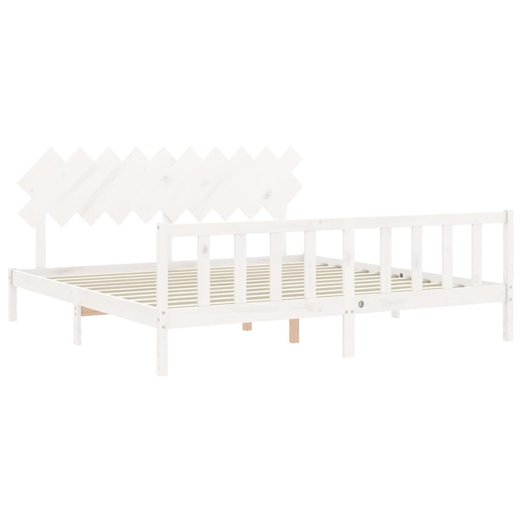 Cadre de lit sans matelas blanc 200x200 cm bois massif de pin - XIOS