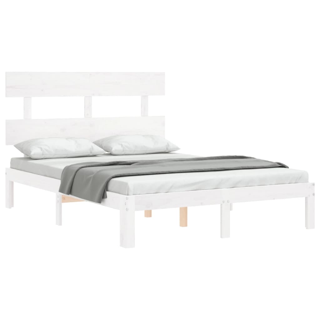 Cadre de lit sans matelas blanc bois de pin massif - XIOS