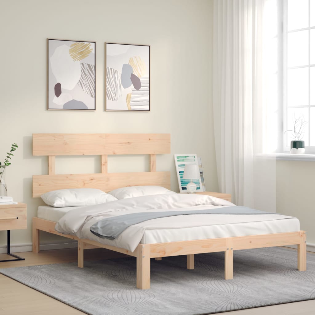 Cadre de lit sans matelas 140x190 cm bois de pin massif - XIOS