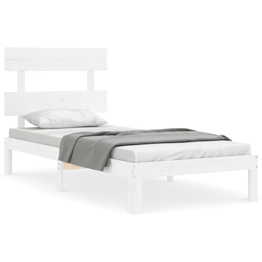 Cadre de lit sans matelas blanc 90x200 cm bois de pin massif - XIOS