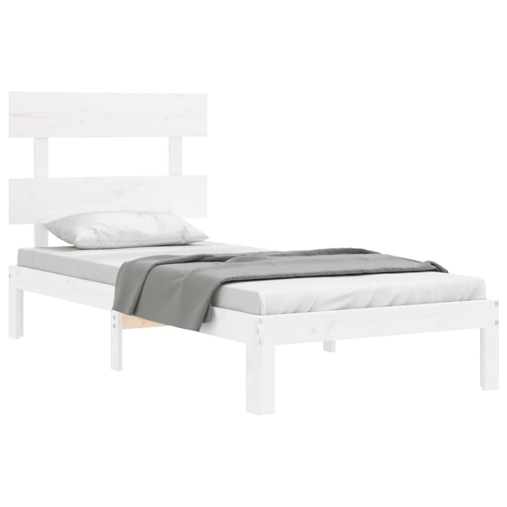 Cadre de lit sans matelas blanc 90x200 cm bois de pin massif - XIOS