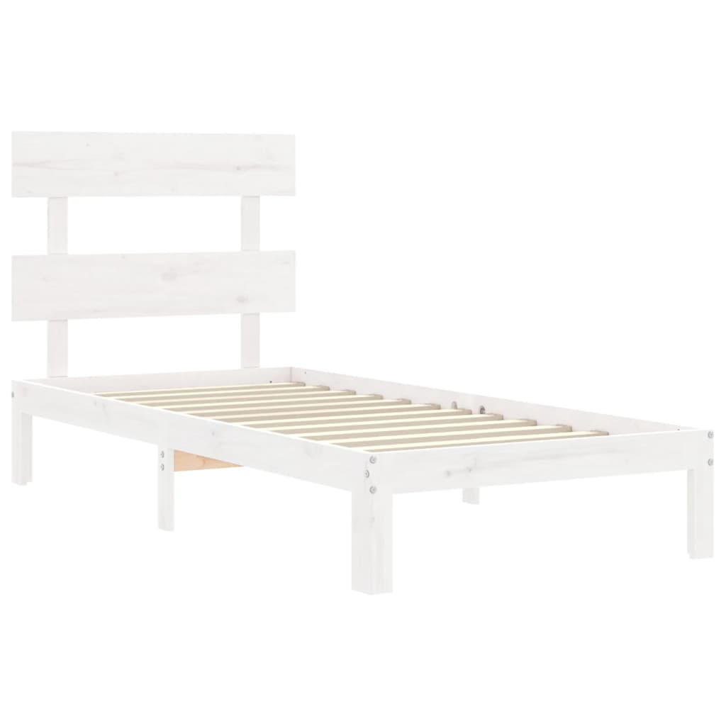 Cadre de lit sans matelas blanc 90x200 cm bois de pin massif - XIOS