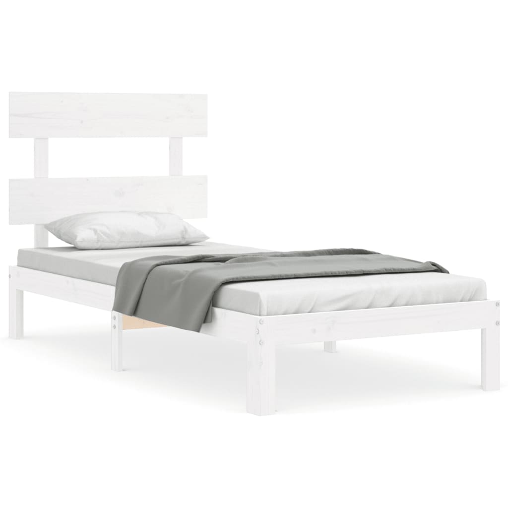 Cadre de lit sans matelas blanc 100x200 cm bois de pin massif - XIOS